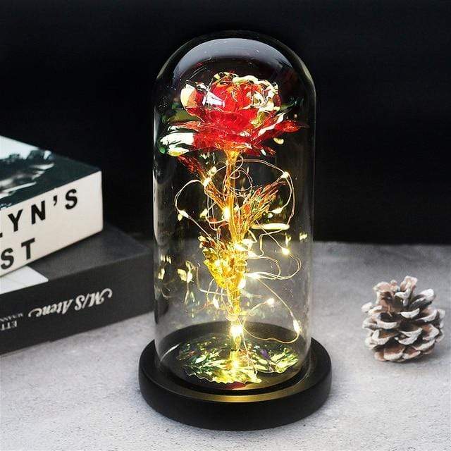 Artificial & Dried Flowers DIYOS™ Enchanted Sparkly Rose Galaxy Red - DiyosWorld