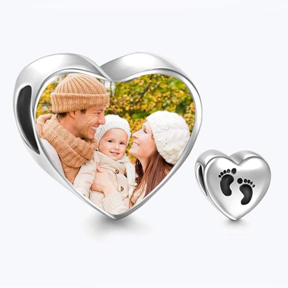 Beads 925 Sterling Silver Personalized Photo Heart Charm - DiyosWorld