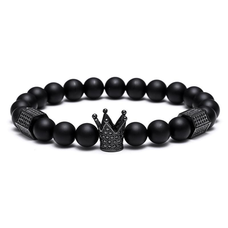 Black Titanium Steel Skull and Metal Crown Bracelet - DiyosWorld