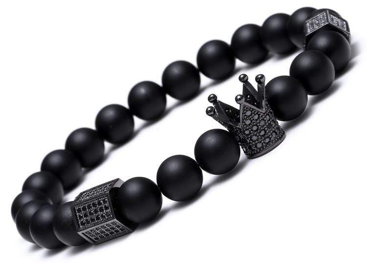 Black Titanium Steel Skull and Metal Crown Bracelet - DiyosWorld