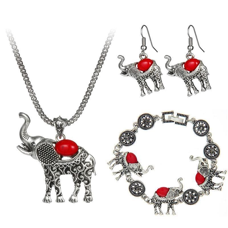 Bohemian Style Elephant Shape Necklace/Bracelet/Earring Set - DiyosWorld