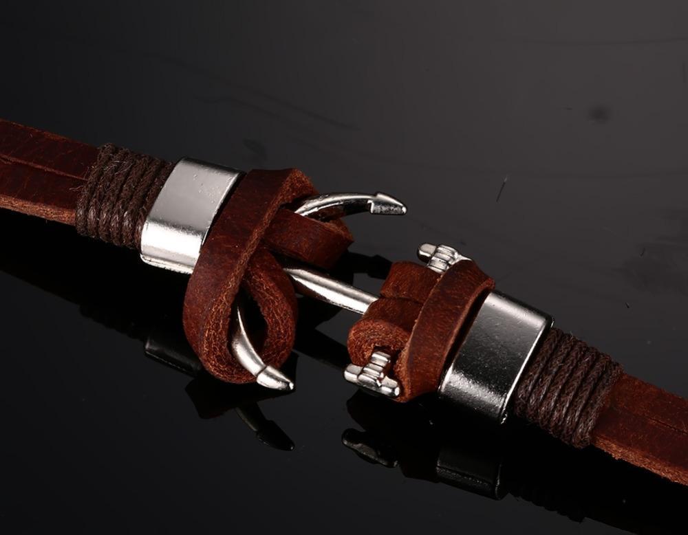 Brown Leather Anchor Bracelet - DiyosWorld