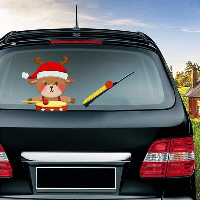 Car Stickers Waving Santa Windshield Wiper Elk Drums - DiyosWorld