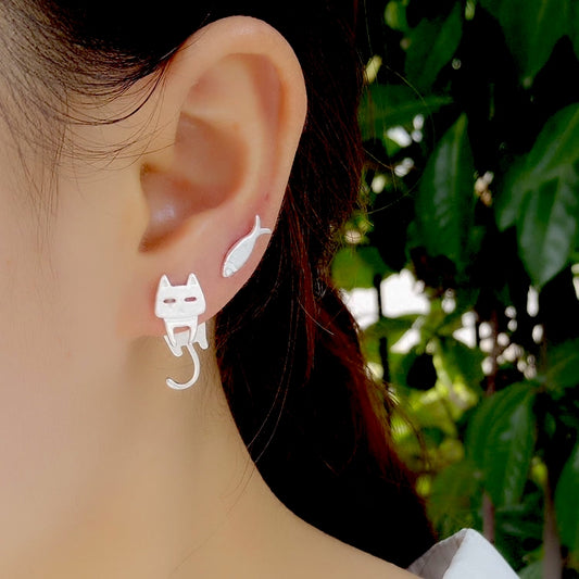 BRILL™ Sterling Silver Cat Fish Stud Earrings