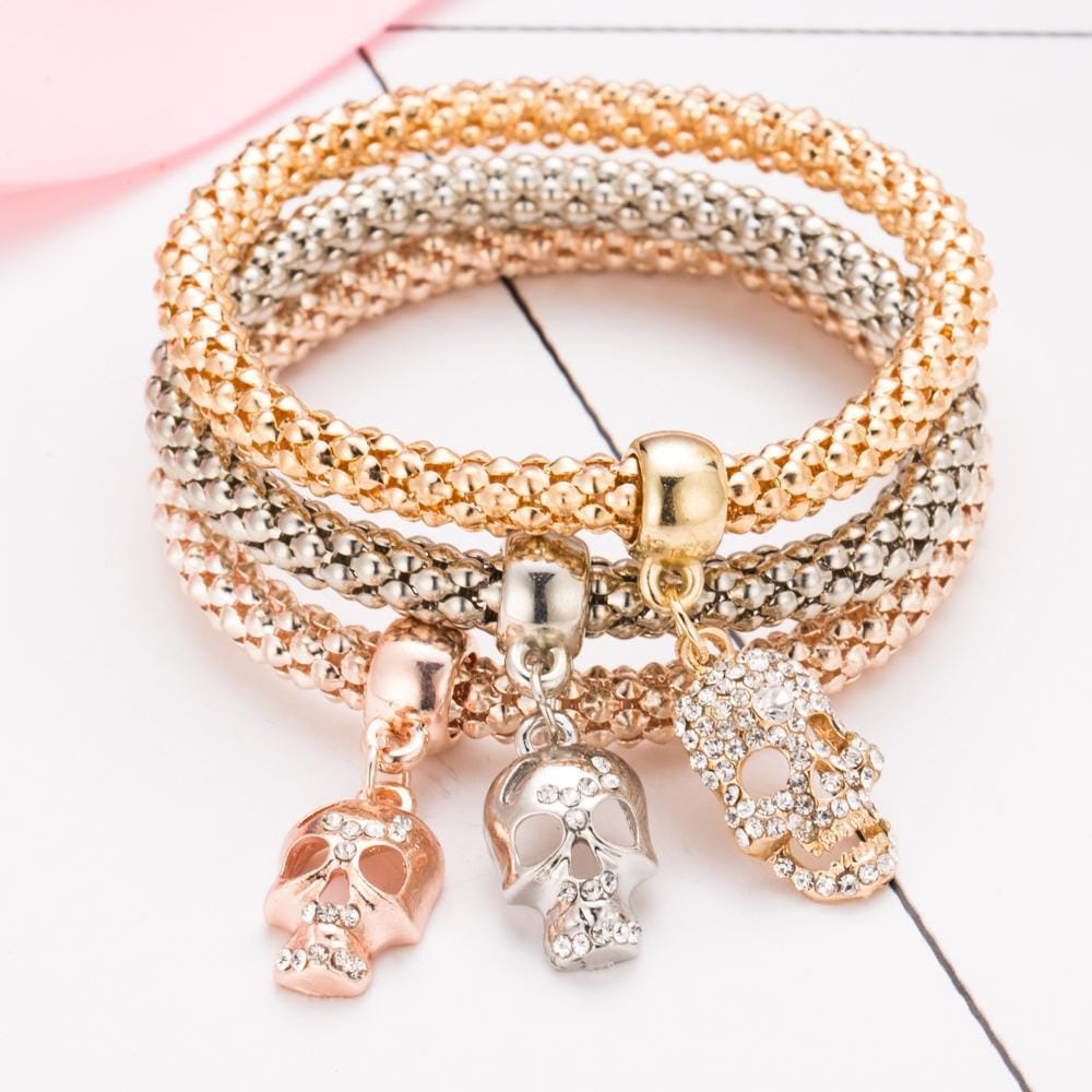 Charm Bracelets 3 PCS Bangle Skull Bracelet - DiyosWorld