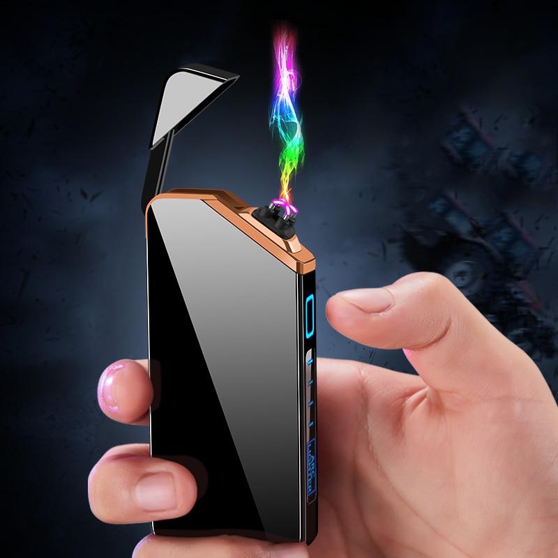 Cigarette Accessories WIND PROOF Dual ARC Electric Lighter (USB Rechargeable) Plain Black - DiyosWorld