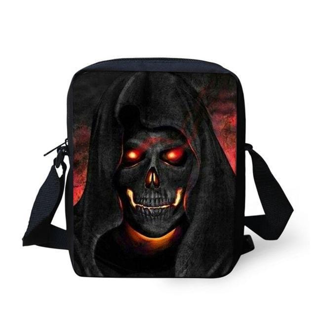 Crossbody Bags Punk Skull Head Cross body Travel Shoulder bag Orange - DiyosWorld