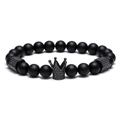 Black Titanium Steel Skull and Metal Crown Bracelet Crown - DiyosWorld