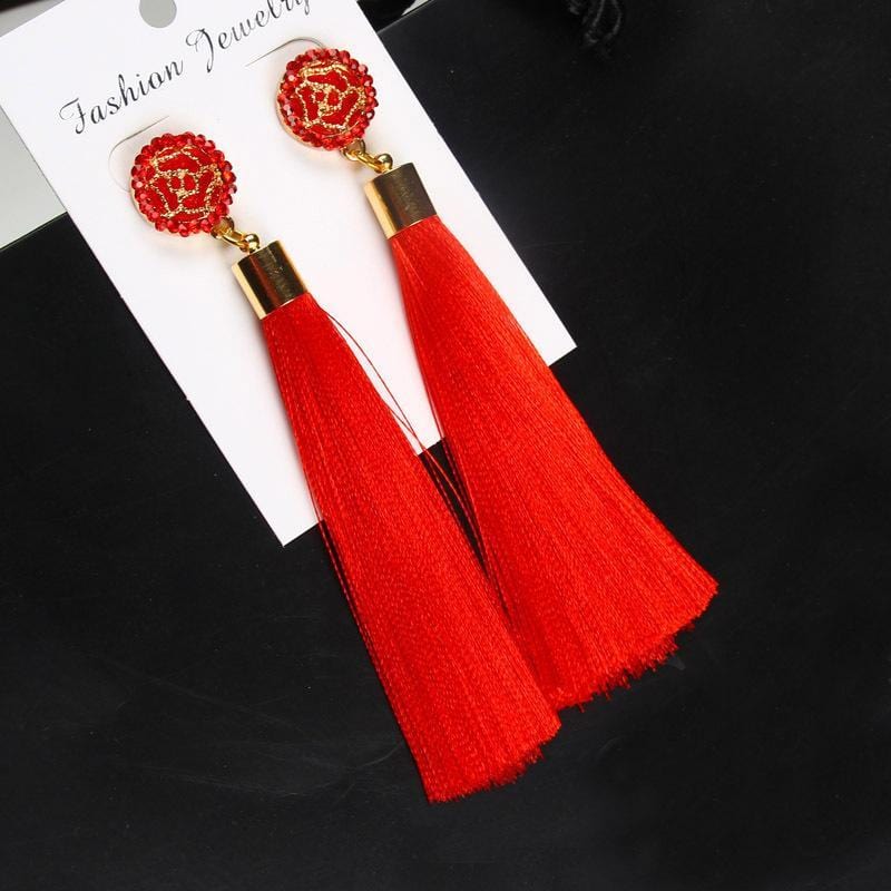 Drop Earrings Bohemian Crystal Dangle Tassel Earrings - DiyosWorld