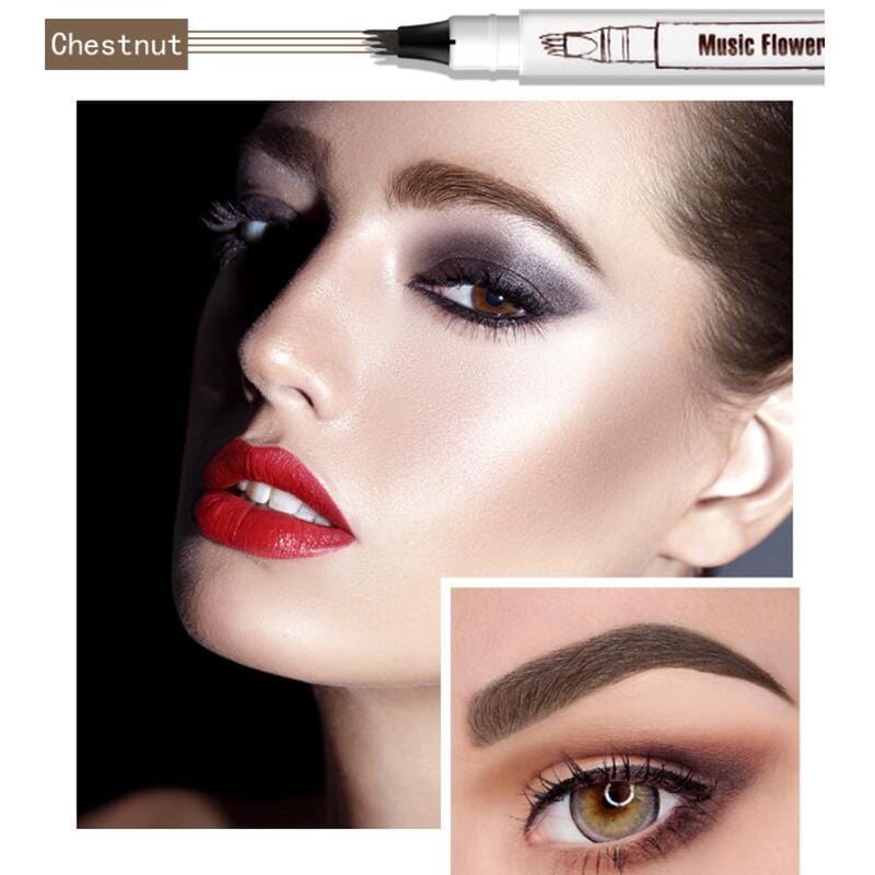 Eyebrow Enhancers 4 Point Unique Eyebrow Pen Chestnut-4 head - DiyosWorld