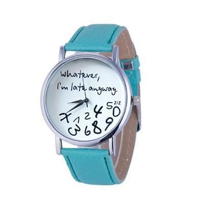 Wathever, I'm Late Anyway Letter Print Watch Green - DiyosWorld