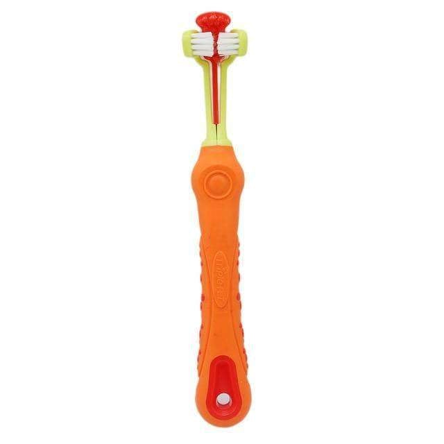 Home Three Sided Pet Toothbrush Orange - DiyosWorld