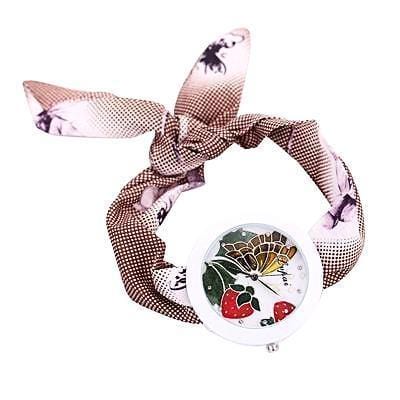 Home Cloth Bracelet/Scarves strap Crystal Studded Wrist Watch Strawberry - DiyosWorld