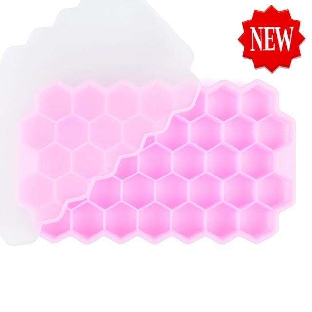 Ice Cream Makers SILIKOLOVE Honeycomb Ice Cube Trays PinkWithCover - DiyosWorld