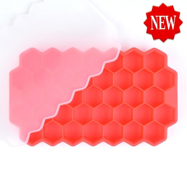 Ice Cream Makers SILIKOLOVE Honeycomb Ice Cube Trays RedWithCover - DiyosWorld