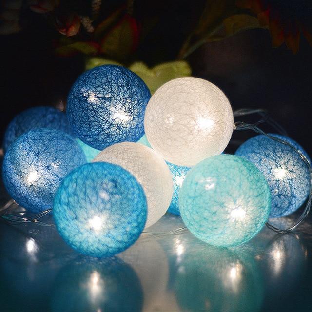 LED Night Lights LED Cotton Ball Garland Lights String Blue-A64 / 1.5M10LED-Battery - DiyosWorld