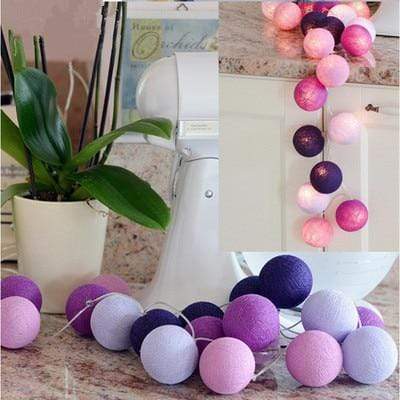 LED Night Lights LED Cotton Ball Garland Lights String Purple-A71 / 1.5M10LED-Battery - DiyosWorld