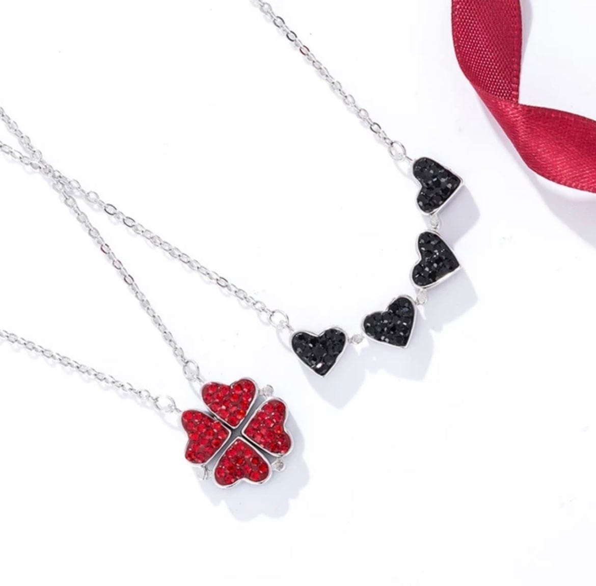 Pendant Necklaces CELTIC-CLOVER™ Heart Necklace Reversible Black & Red - DiyosWorld