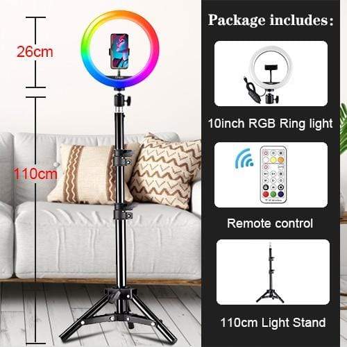 Photographic Lighting RGB Selfie Pro™ Ring Light Kit RGB Ring Light + 110 CM Light Stand + Remote - DiyosWorld