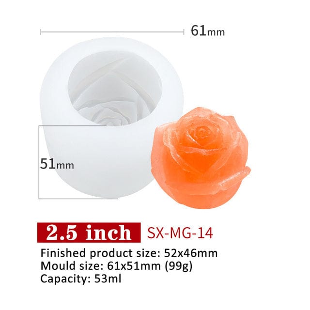 3D Silicone Rose Shape Ice Cube / Ice Cream Mold