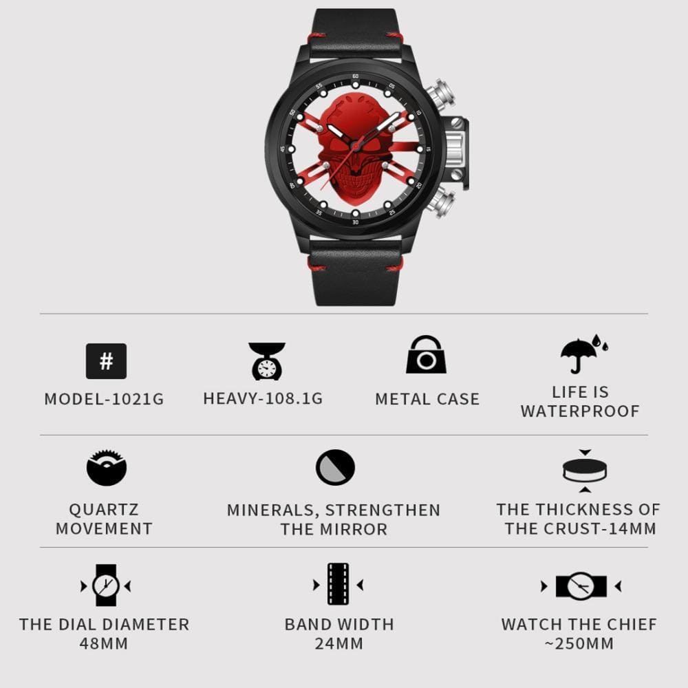 Quartz Watches Punk 3D Hollow Skull Watch - DiyosWorld