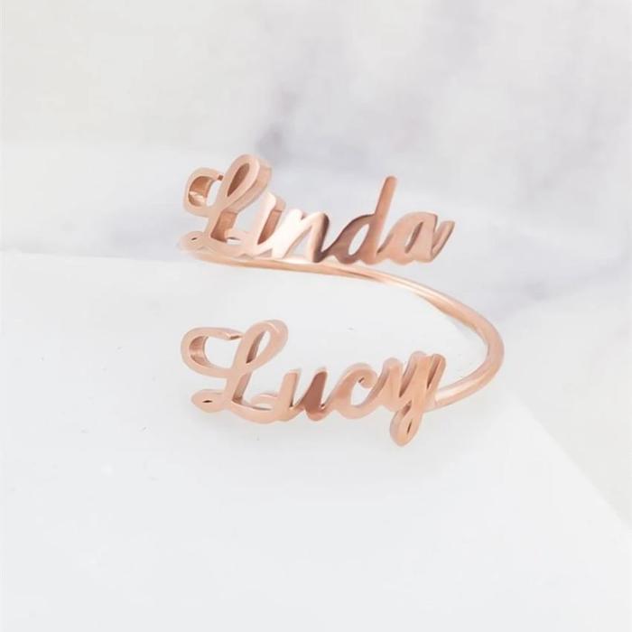 Rings DIYOS™ Customised Name Ring 18K ROSE GOLD PLATING - DiyosWorld