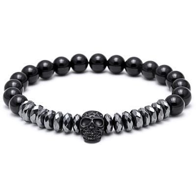 Black Titanium Steel Skull and Metal Crown Bracelet Skull - DiyosWorld