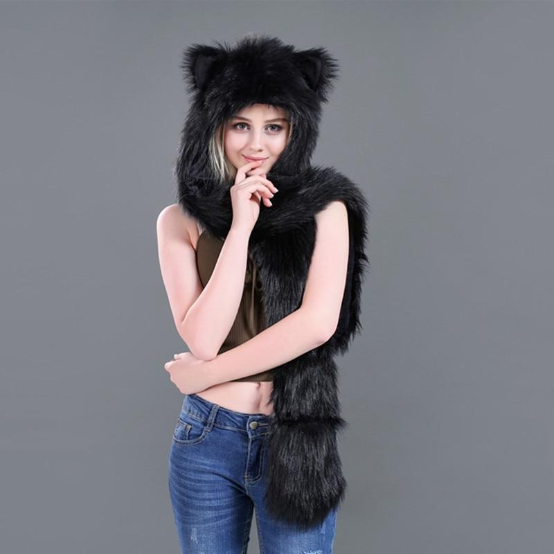 Skullies & Beanies Animal Printed Faux Fur 3 in 1 Scarf - DiyosWorld