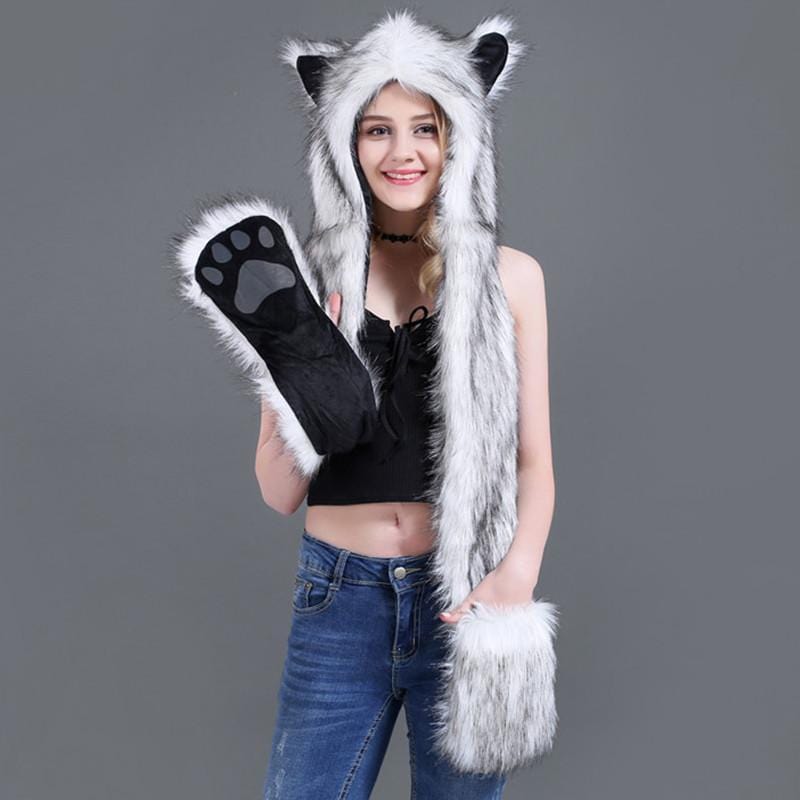 Skullies & Beanies Animal Printed Faux Fur 3 in 1 Scarf - DiyosWorld