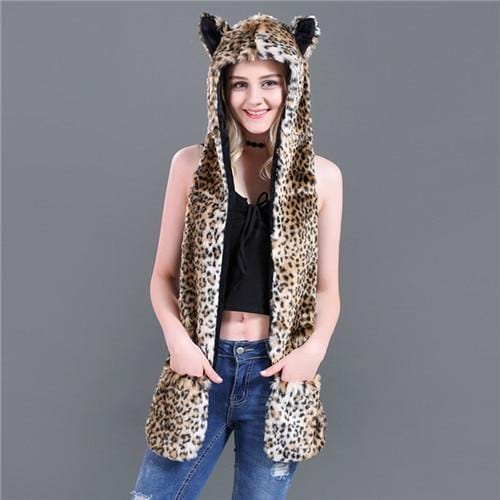 Skullies & Beanies Animal Printed Faux Fur 3 in 1 Scarf Small Leopard - DiyosWorld