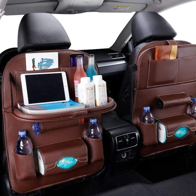 Stowing Tidying Car Seat Back Organizer Storage Bag Travel Holder Brown - DiyosWorld