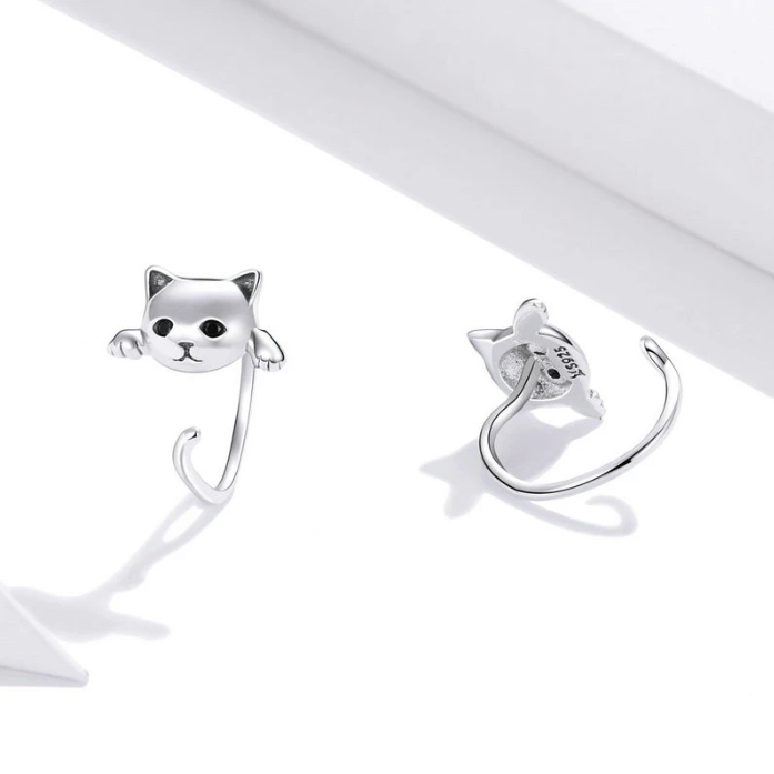 Stud Earrings DIYOS™ Sterling Silver Cat Earrings - DiyosWorld