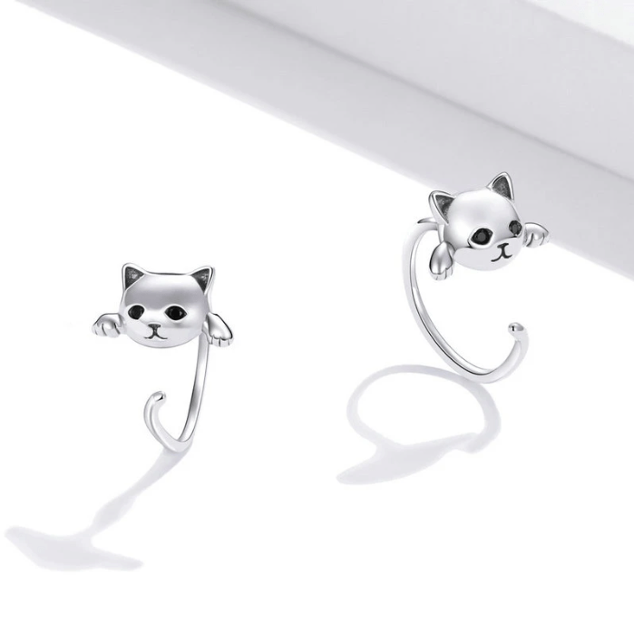 Stud Earrings DIYOS™ Sterling Silver Cat Earrings - DiyosWorld