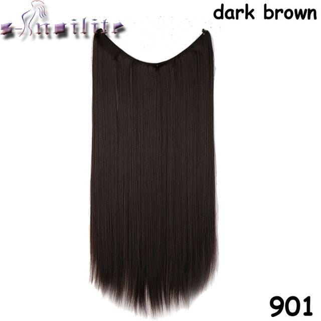 Synthetic Clip-in One Piece 20 inches Invisible Wire No Clips Hair Extensions #17 / 20inches - DiyosWorld