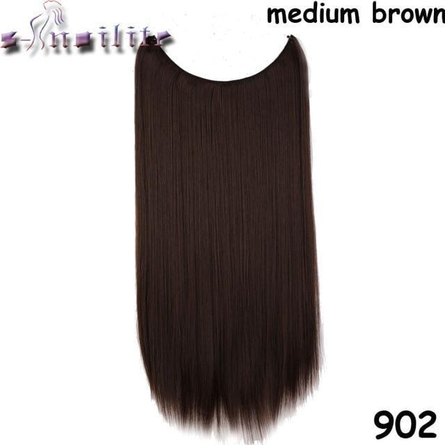 Synthetic Clip-in One Piece 20 inches Invisible Wire No Clips Hair Extensions #18 / 20inches - DiyosWorld