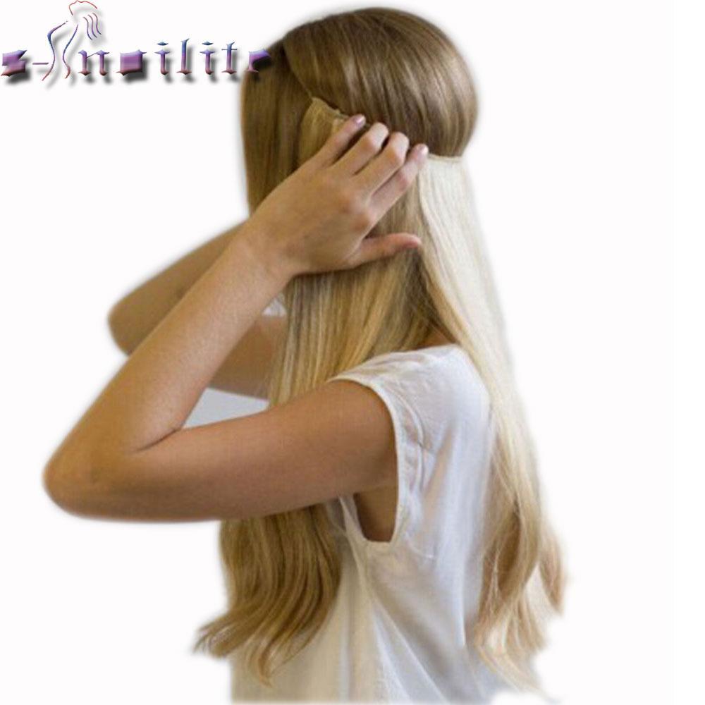 Synthetic Clip-in One Piece 20 inches Invisible Wire No Clips Hair Extensions - DiyosWorld