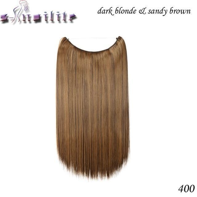 Synthetic Clip-in One Piece 20 inches Invisible Wire No Clips Hair Extensions P16/613 / 20inches - DiyosWorld