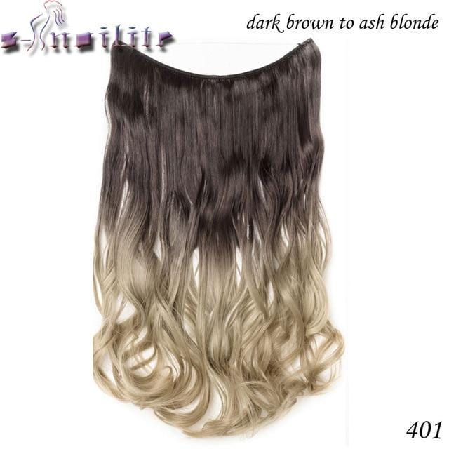 Synthetic Clip-in One Piece 20 inches Invisible Wire No Clips Hair Extensions P27/613 / 20inches - DiyosWorld