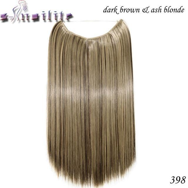 Synthetic Clip-in One Piece 20 inches Invisible Wire No Clips Hair Extensions P8/613 / 20inches - DiyosWorld