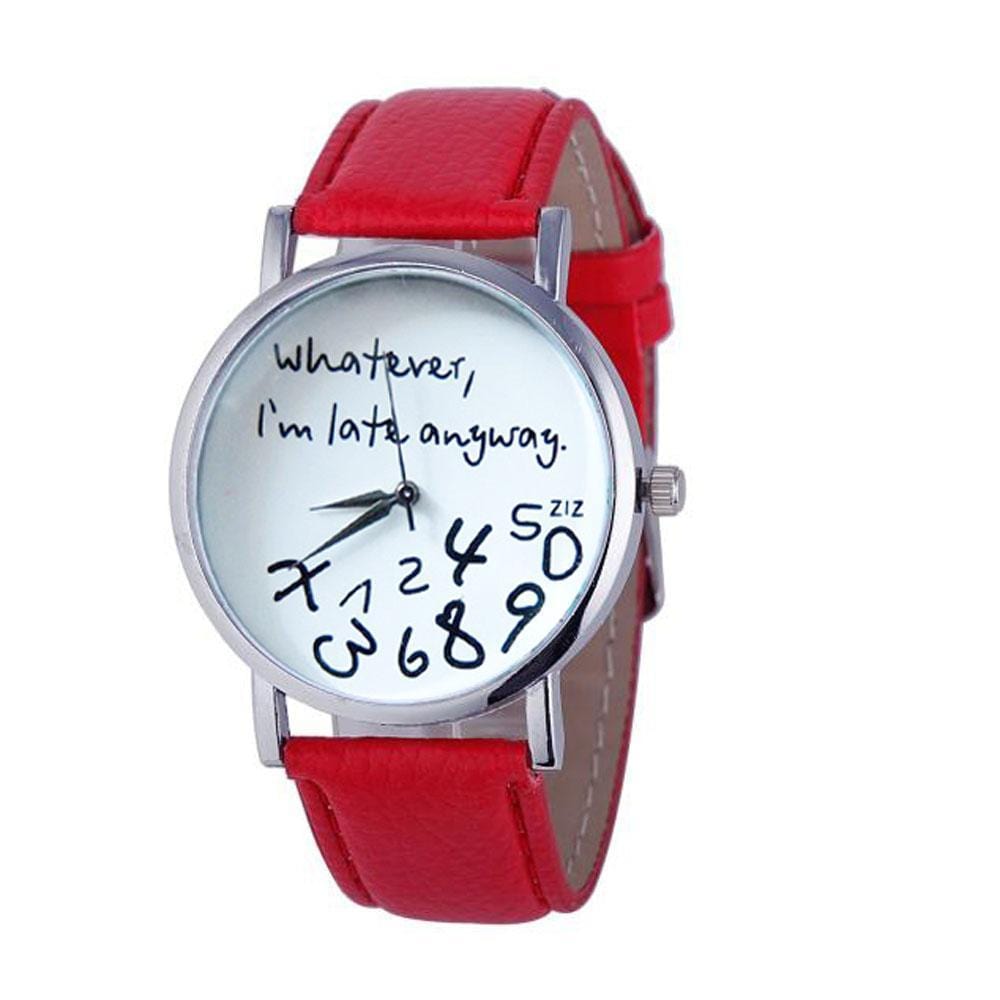 Wathever, I'm Late Anyway Letter Print Watch - DiyosWorld