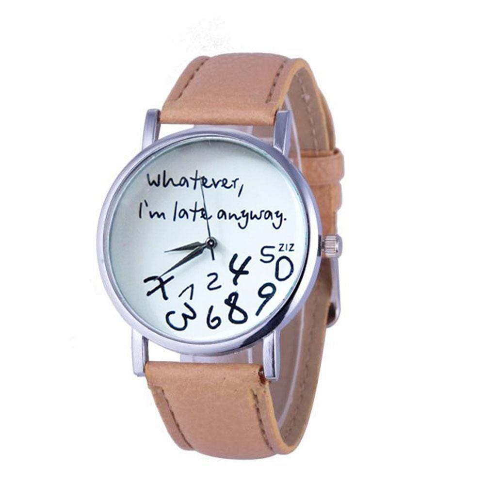 Wathever, I'm Late Anyway Letter Print Watch - DiyosWorld