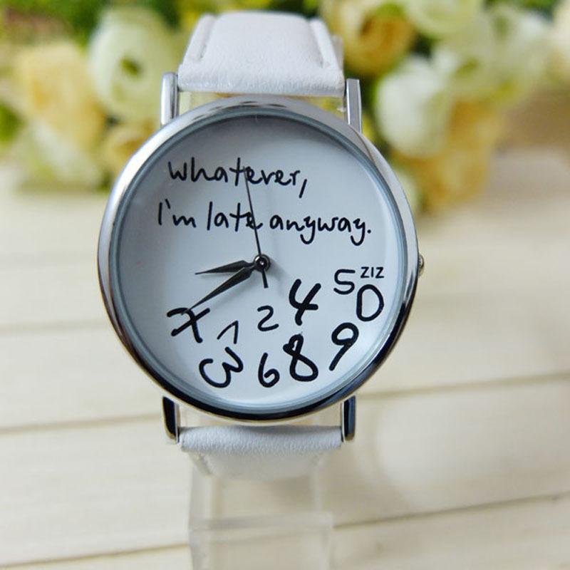 Wathever, I'm Late Anyway Letter Print Watch - DiyosWorld