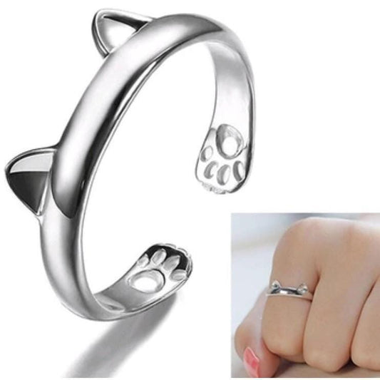 Wedding/Engagement/Party Wear/Daily Wear Ring Cat Ear Claw 925 Silver Open Ring - DiyosWorld