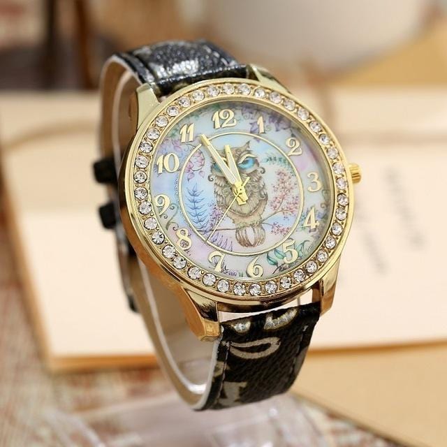 Women's Watches Super Cute Owl Design Watch Black - DiyosWorld